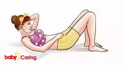Hanging belly exercise after giving birth